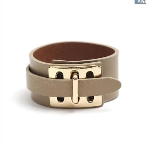 New Handsome personality fashionable artificial leather PU metal buckle wide bracelet