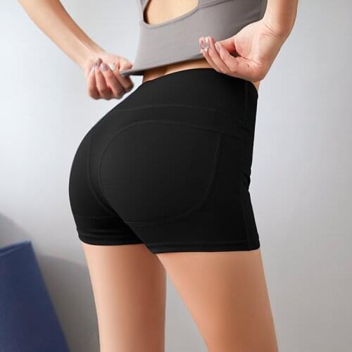 Solid color Women Seamless Fitness Shorts Elastic High Waist Yoga Short Pants Gym Workout Stretch Scrunch Sports Running Shorts