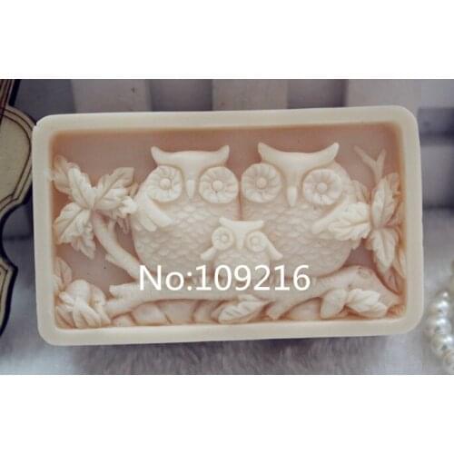 Wholesale!!!1pcs Owl Lovers(zx116) Silicone Handmade Soap Mold Crafts DIY Mould