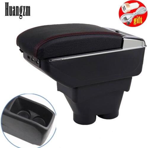 For Peugeot 208 Armrest Box Dual layer Rotatable central Store content box cup holder ashtray USB Charging car accessories