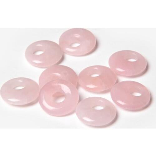 Retro Fashion Natural Rose Quartz Stone Round Big Hole 18*18mm Child Charms Pendants Couple Birthday Christmas Halloween Gift