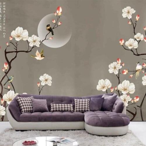 Custom Photo Wallpaper 3D Hand Painted Flowers And Birds Mural Living Room Bedroom Home Decor Fresco Papel De Parede Wallpapers