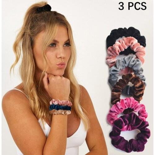3 Pcs Velvet Scrunchies Pack for Women Hair Accessories Girls Elastic Hair Bands Cute Ponytail Holder 2021