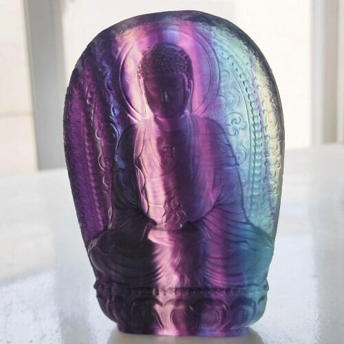 Hand Carved fluorspar quartz Bergmot Natural rainbow fluorite crystal Buddha Reiki Healing love Gift