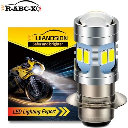 RUIANDSION 1Pcs P15D-25-1 H6M BA20D Motorbike Moped Bulb Scooter Headlight DC 6V-24V 12V 12LED 5730SMD Lemon Yellow 6000K 600Lm
