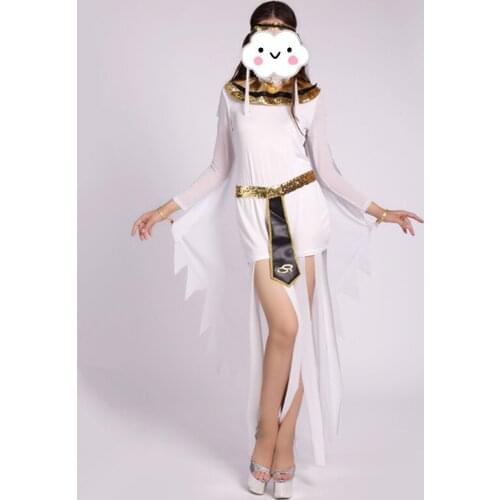 Sexy Egyptian Cleopatra Costume Ladies Cleopatra Roman Toga Robe Greek Goddess Fancy Dress Costume Outfits White