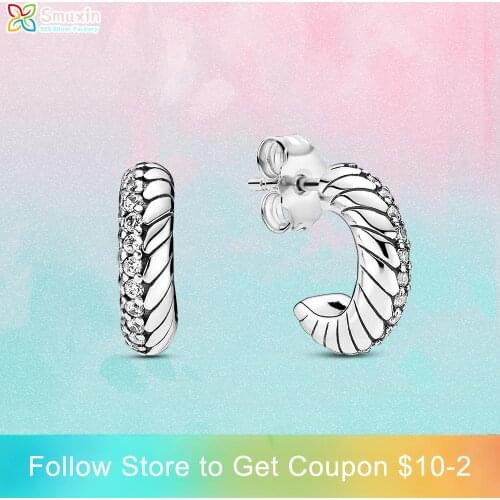 Smuxin 925 Sterling Silver Earrings Pavé Snake Chain Pattern Stud Earring Cubic Zirconia Statement Stud Earrings Women Earrings