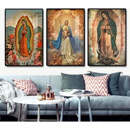 Modern Our Lady of Guadalupe Canvas Painting Famous Art Posters And Prints Wall Pictures For Living Room Home Cuadros Decoration