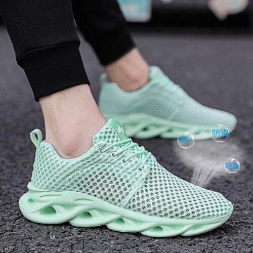 Large Size Mens Sneakers Shoes Mesh Super Light Breathable Male Jogging Sneakers Low-top Walking Vulcanized Footwear Green