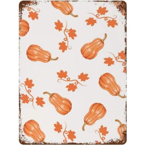 Vintage Retro Metal Tin Sign Wall Decor Art Thanksgiving Day Orange Pumpkin Winter Squash Home Decor Plaque Poster Man