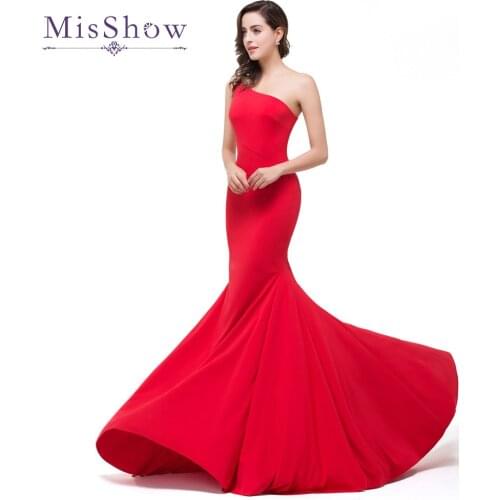 Sexy One shoulder Red Long Evening Dresses Elegant Floor Length Mermaid Evening Dress Formal Party Dress Robe De Soiree