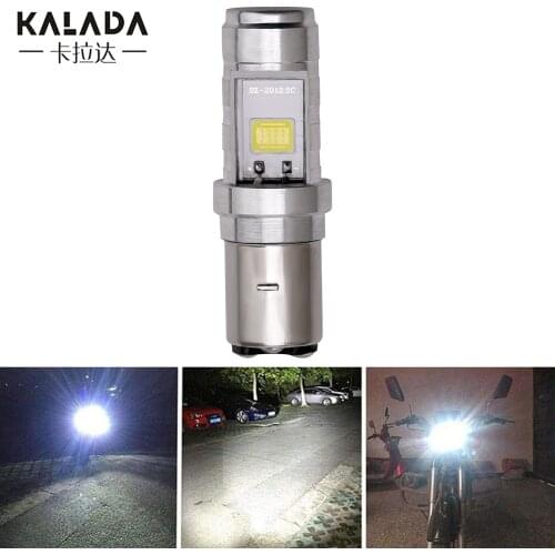 1X Super Bright LED Motorcycle Headlight BA20D Socket COB High Low Beam Lamp Kit 6500K White 12V Electric Bulb For Motorbike