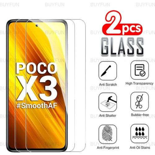 2pcs Glass For Xiaomi Poco X3 6.67'' front full cover screen protector for poco pocophone x3 nfc pro protective tempered glass