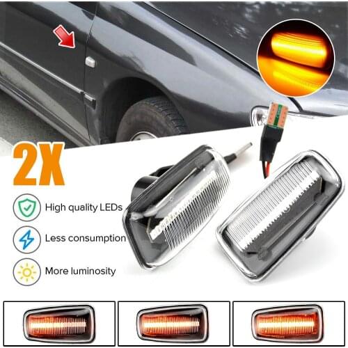 2pcs LED Dynamic Turn Signal Light Side Marker For Citroen Berlingo Jumpy Saxo Xantia ZX Peugeot 106 36 406 806 EXPERT PARTNER