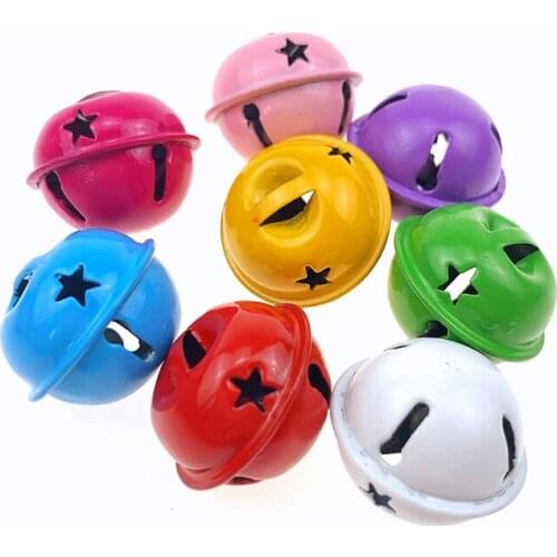 20Pcs Mixed Metal Star Paint Round Bells Christmas Party Candy Color Pet Little Bells DIY Key Chain Handbag Pendant Accessories