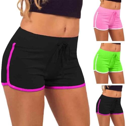 2021 Fashion Womens Shorts Sport Fitness Pants Stretch Sheath Mid Waist Drawstring Shorts Women Casual Shorts Женские брюки