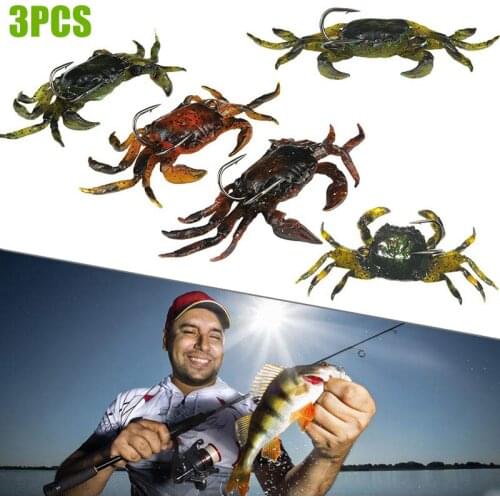 3pcs 10cm 30g Soft Fishing Lures Artificial Crab Bait With Sharp Hooks Jigging Tackle Fake Fishbait