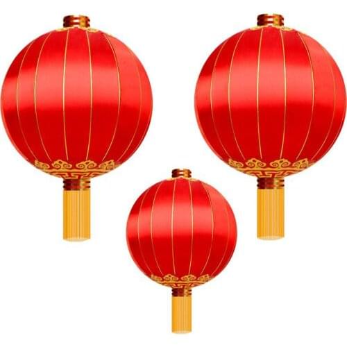 3PC Chinese New Year Lantern New Years Chinatown, Red Festive Lantern Balcony Outdoor Waterproof Wedding Custom Silk