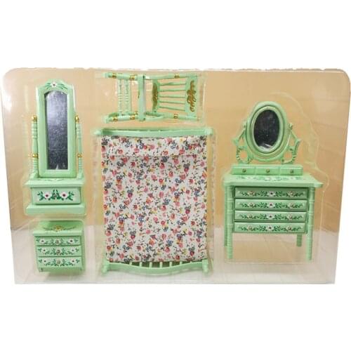 5pcs 1:12 Miniature Dollhouse Bedroom Set for Playset Toys Girls Boys Gifts