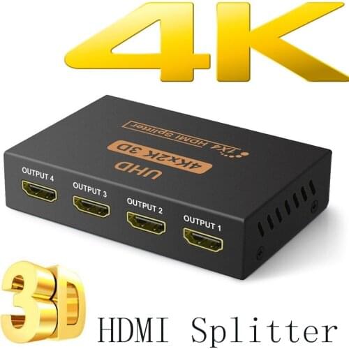 50pcs 4K HDMI Splitter Full HD 1080p Video HDMI Switch Switcher 1X2 1X4 Dual Display For HDTV DVD 1 Input 4 Output HUB Repeate