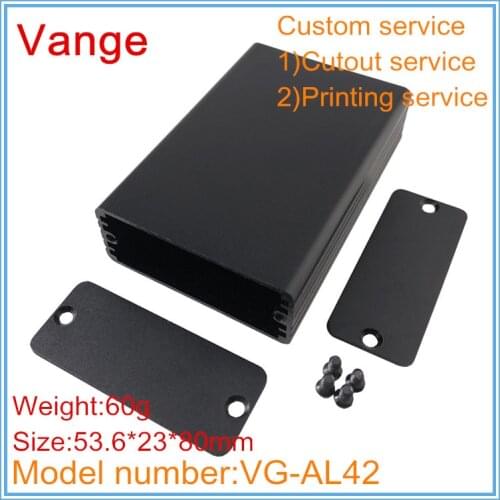 1pcs/lot aluminum profiles black box 53.6*23*80mm 6063-T5 aluminum enclosure junction boxes for remote control PCB