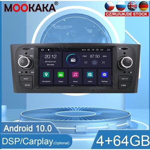 4+64G PX6 Android 10.0 Screen Car Radio For FIAT Punto Linea GPS Navigation Auto Audio Stereo Recorder Head Unit DSP Carplay