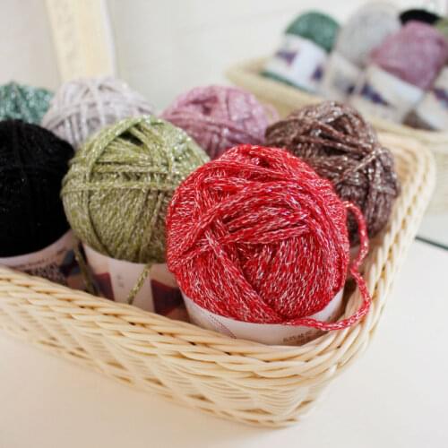 Free shipping 50g/ball Shining Gold And Silver Thread Fancy Crochet Bag Hand Woven Wool Hat Doll