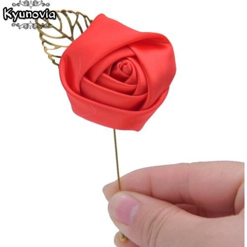 Kyunovia Best Man Rose Flower Lapel Pin Groom Wedding Boutonniere Ceremony Brooch Prom Suit Decoration Wedding Buttonhole D139