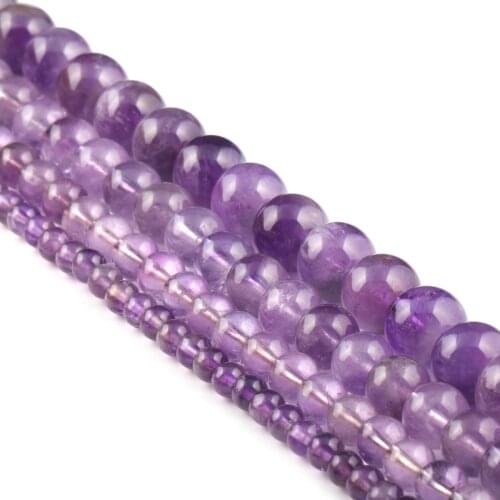 Natural Stone Beads Round Amethysts Isolation beads Loose Spacer Beaded for Jewelry Making DIY Bracelet Necklace Accessories