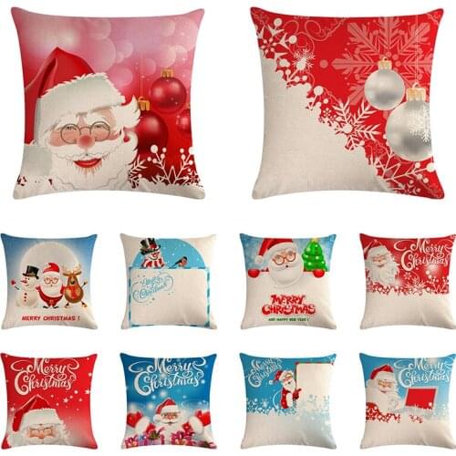 Christmas Style Cushion Cover Santa Claus Xmas Gifts Greetings Sofa Home Decor Decorative Pillow Case Merry Xmas Present ZY871