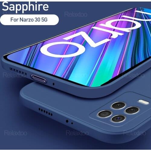 Original Square Liquid Soft Silicone Back Cover For Realm Relme Realme Narzo 30 5G 2021 Shockproof Coque Realmi Narzo30 5G Case