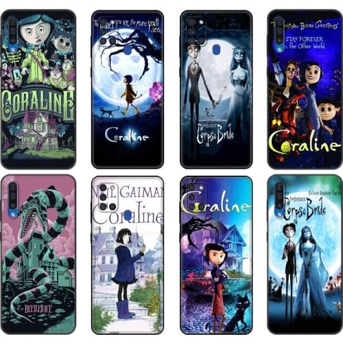 Black tpu Case For Samsung Galaxy A50 50S A30S A10 A01 A11 A21S A31 A41 A51 A71 M21 M30S S10 LITE Cover Coraline Vintage