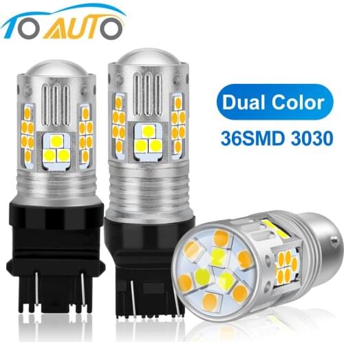 2pcs 1157 BAY15D T20 7443 T25 3157 LED Dual Color Turn Signal Light Auto Brake Lamp WY21W P21/5W W21/5W LED Switchback