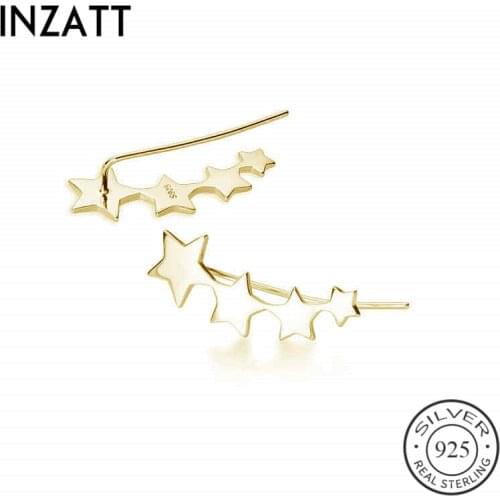 INZATT Real 925 Sterling Silver Geometry Star Stud Earrings For Fashion Women Party Fine Jewelry Minimalist Cute Accessories