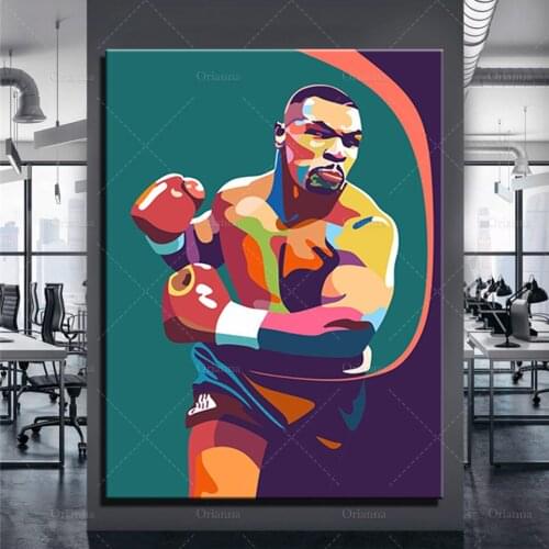 Boxing Mike Tyson Wall Art Oil Painting Poster Canvas Painting Print Modular Pictures For Living Room Decoration Frame
