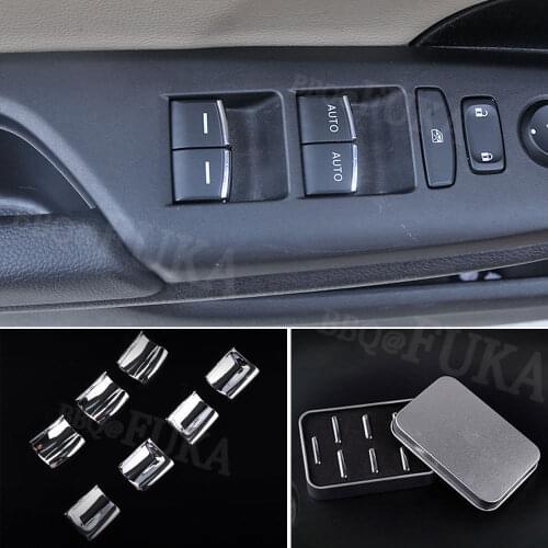 For Honda Civic 10th 2016 2017 2018 7pcs ABS Inner Door Window Lift Button Switch Sequin Trim Decorative Car Styling Accessories
