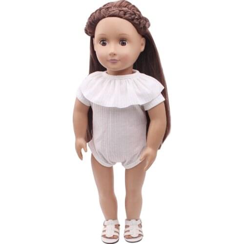 18 Inch American Doll Girls Clothes Summer Simple White Onesie Swimsuit Newborn Suit Baby Toys Fit 43 Cm Boy Dolls c227