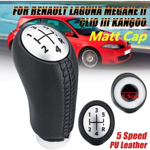 Leather Gloss Matt Cap 5 Speed Car Gear Shift Knob Stick for Renault Laguna Megane 2 Clio 3 2003-2009 Kangoo 2009 Replacement