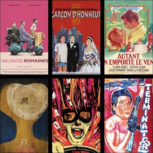 Buy three to send one Classic movie series color illustration Japanese vintage kraft poster drawing room decoration