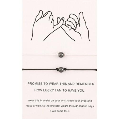 Magnetic Couple Bracelet Mutual Attraction Magnet Matching Bracelets Black Gallstone Bracelet for His Her Couple Jewelry 264E