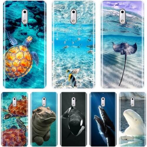 TPU Turtle Fish Blue Ocean Shark Whale Sea Soft Back Cover For Nokia 1 2 3 5 6 8 Phone Case Silicone For Nokia X6 7 Plus