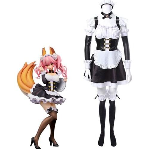 New Fate Grand Order Cosplay Costume Tamamo No Mae Cosplay Costume Maid Dress Fate/EXTRA FGO Holloween Party Full Sets