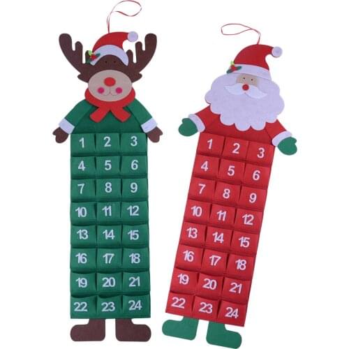 New Cute Felt Christmas Advent Calendar & Pockets Xmas Countdown Wall Hanging Decoration Kids Gift