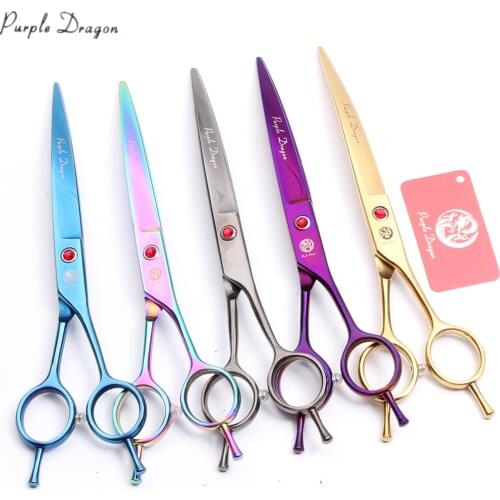 7.0" Purple Dragon Dogs Grooming Scissors Down Curved Scissors Dogs Hair Scissors Professional Pets Shears Animal Scissors Z4002