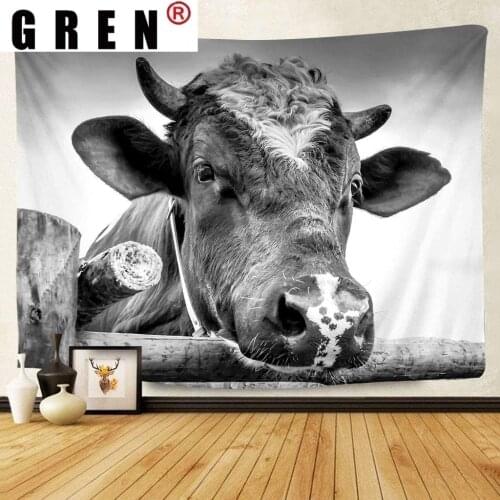 GREN Animal Cow Poster Picture Tapestry Hanging Background Covering Rugs Cloth Beach Mat Blanket Art Bedroom Living Home Decor