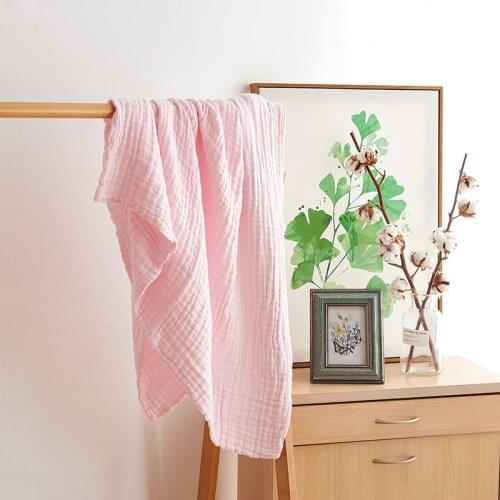 Pink gauze blanket 100%cotton soft kids baby wrap throw for children solid blue bed cover bath towel white green home textile