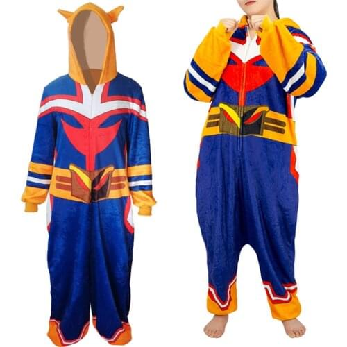 Anime My Hero Academia All Might Cosplay Pajama Adult Unisex Jumpsuits Flannel Sleepwear Pyjamas Home Clothing C112M69