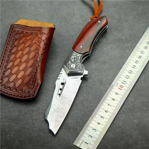 Folding knife Damascus steel sharp high hardness hunting knife EDC outdoor camping tactical self defense Tools Collection Gift