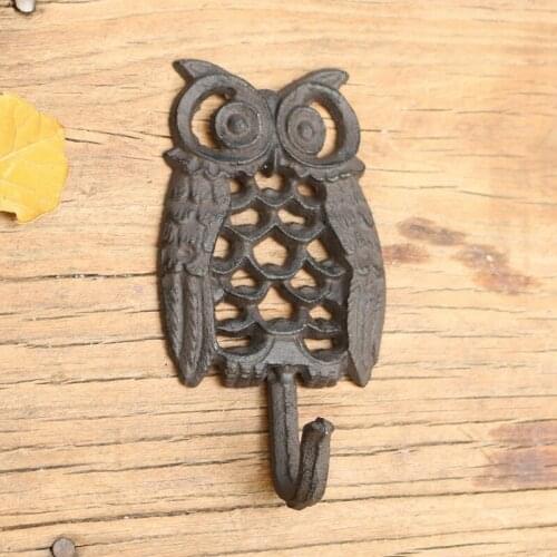 Vintage Hollow Single Owl Design Black Cast Iron Wall Hook
