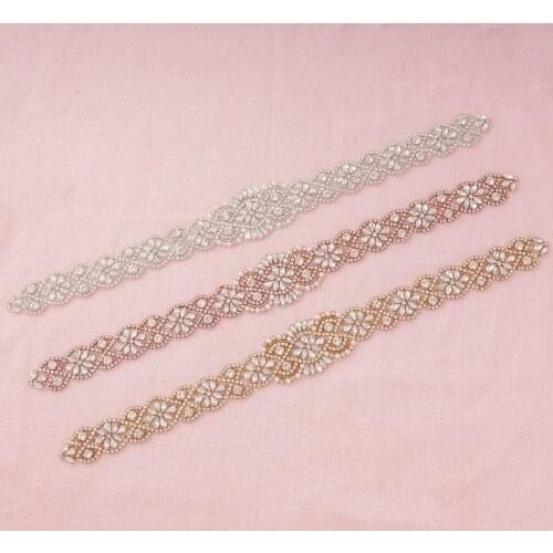 Wedding Dress Universal Applique Rhinestone Barcode Bridal Belt Dress Accessories Hand-sewn Rhinestone Adhesive Patch